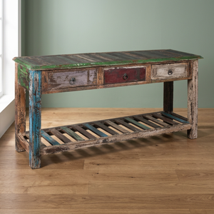 Table console extensible en métal et bois de style industriel et farmhouse antique pour salon, hall, villa, meubles de maison - Product Image 2