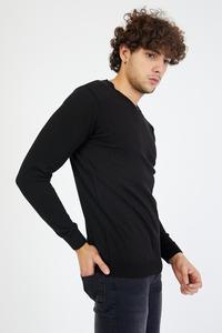 Best Selling Wholesale <b>cheap</b> Hot sale Black One Crew Neck Plain Black Sweater - Product Image 4