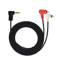 Câble Phono Double RCA Mâle-Mâle 3,5 mm Plaqué Or 90° avec Conducteur en Cuivre pour Smartphone, PC, Amplificateur, Haut-parleur