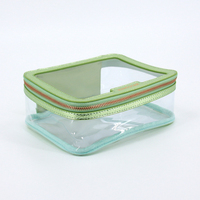 Sac de maquillage de voyage en PVC transparent de haute qualité, en cuir PU Saffiano, forme ovale, étui à cosmétiques transparent avec style tendance