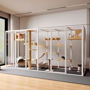Grande Cage Intérieure Spacieuse pour Animaux de Compagnie, Enclos Métallique Respirant pour Chats, Maison de Jeu Multi-Niveaux pour le Repos et l'Activité, Villa pour Chats - Product Image 3