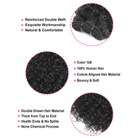 Extensiones de Cabello Humano Natural 100% con Cutícula Alineada, SDD 12A, Rizado Pixie, Doble Trama, de un Solo Donante, 12 Pulgadas