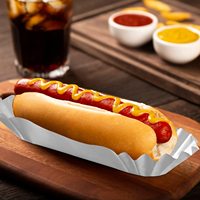 Emballage jetable 6 ''Nourriture Rectangulaire Blanc Cannelé Sandwiches Hamburgers Papier Hot Dog Plateau Maïs Chien Boîte À Emporter Corndog Box