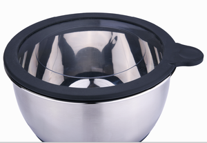 Juego de cuencos para mezclar ensaladas de metal Rorence Kitchen de 3 cuencos Sevring de acero inoxidable con tapa transparente - Product Image 2