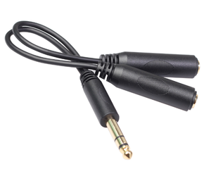 20cm 6.35mm 1/4 inci Male TRS steker Stereo ke 2*6.35mm 1/4 inci Male TRS Female Audio Y kabel Splitter - Product Image 3