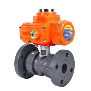 Vanne à boisseau sphérique électrique en plastique UPVC à bride, qualité industrielle, pour le contrôle des acides et des alcalis dans l'industrie alimentaire - Product Image 1