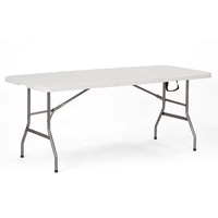 Tables pliantes d'extérieur en aluminium portables fabriquées en usine pour le camping, les fêtes, les mariages. Matériaux et dimensions personnalisables. Utilisation en toutes saisons.