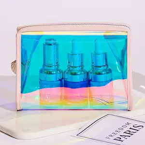 Pvc Bag Affordable And Customizable 2022 All-new Fashion Holographic Makeup Bag Clear PVC Wash Bag Travel Size Women's Makeup Bag