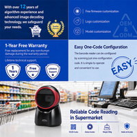 Escáner de Código de Barras de Escritorio Manos Libres YUANAIDC, Lector de Códigos QR 1D 2D con Sensor Automático, Cable USB para Caja Registradora y Punto de Venta