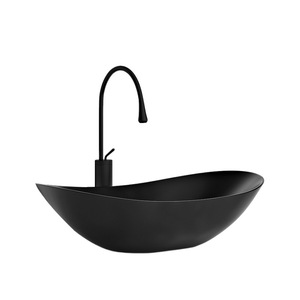 Lavabo Ovalado de Cerámica de Una Pieza para Baño, Lavabo de Diseño Moderno - Product Image 3