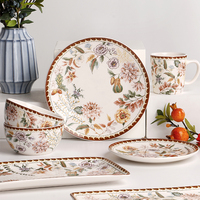Assiette en céramique de style pastoral, écologique, personnalisable, résistante au lave-vaisselle, non toxique, pour la maison, les restaurants, le petit-déjeuner