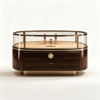 Présentoir à bijoux de luxe personnalisé en bois de burl, vitrine à montres autoportante avec éclairage LED pour boutique haut de gamme