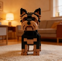Modèle de Yorkshire Terrier en briques de plastique ABS fait main, échelle 1:12, couleur personnalisée, kit d'artisanat créatif pour l'interaction parent-enfant