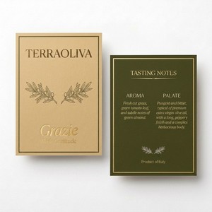 Biglietti di ringraziamento personalizzati di lusso in carta con lamina d'oro e goffratura <span class=keywords><strong>per</strong></span> olio d'oliva e prodotti gastronomici - Product Image 1