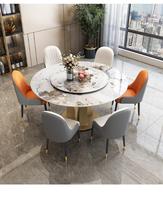 Table ronde plateau tournant lumière luxe ardoise Table à manger ronde maison Table à manger chaise Table combinée Table à manger ronde
