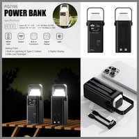 Batterie externe PD 30000mah 50000mah grande capacité avec cordon, lampe pliable, chargeur rapide, station de charge avec câbles