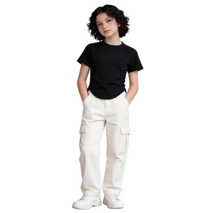 T-shirts décontractés à manches courtes et col rond pour filles, couleur unie, 100 % coton écologique, teinture unie, plusieurs couleurs, style chinois - Product Image 3
