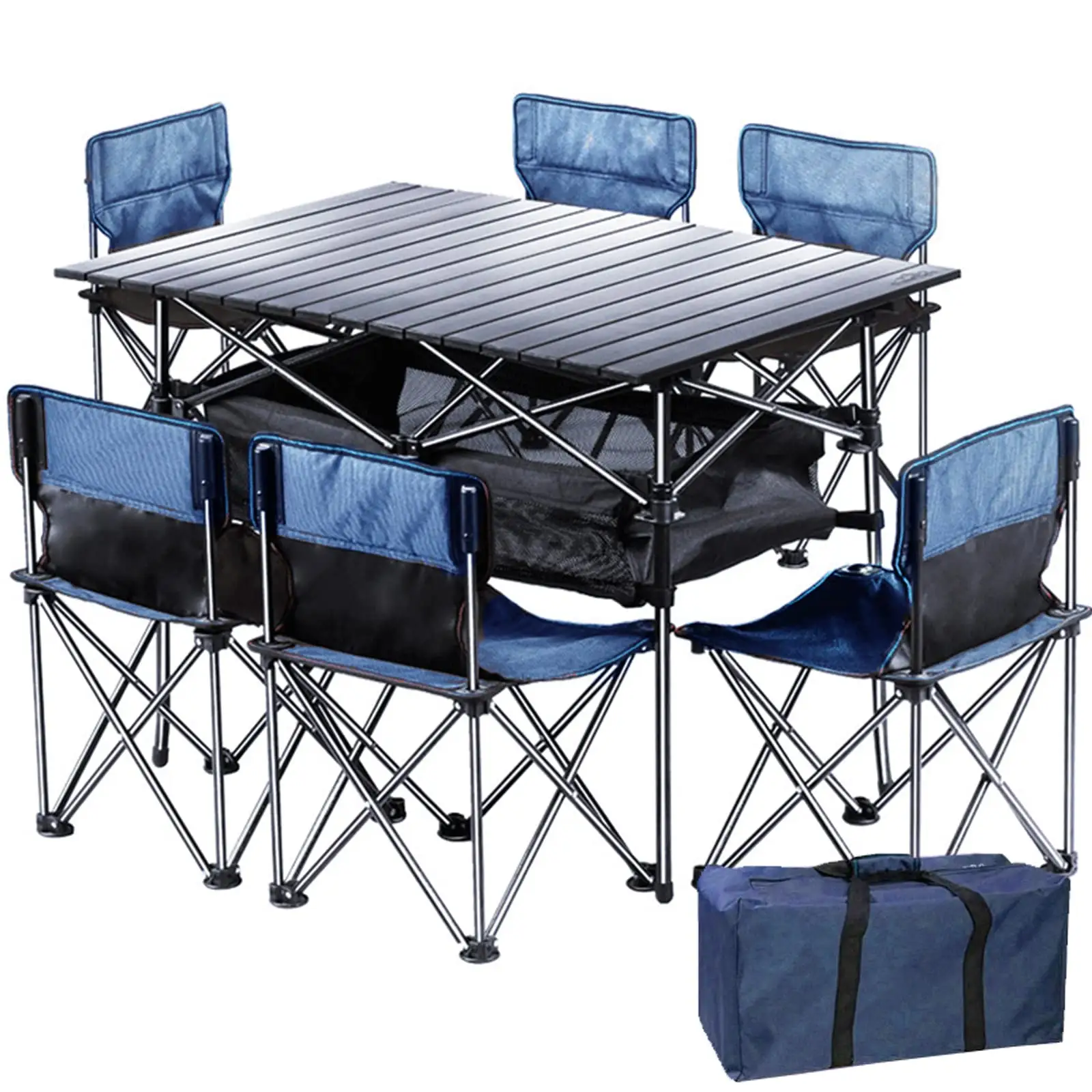 Venta al por mayor moderna de aleación de aluminio de montaña al aire libre mesa plegable portátil Camping mesa de comedor con silla