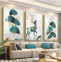 Impression d'art mural en porcelaine de cristal abstraite moderne de luxe nordique personnalisée de 3 pièces pour la décoration intérieure de salon contemporain