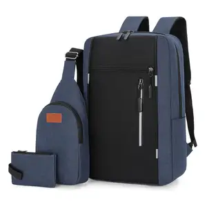 도매 패션 사용자 정의 로고 3 in 1 방수 대용량 남성 캐주얼 컴퓨터 학교 배낭 가방 폴리에스터 노트북 배낭
