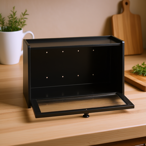 Contenedor para Almacenar Pan, Acrílico Negro, de Una Sola Capa, Gran Capacidad, con Tapa Abatible, Organizador de Cocina, Estilo Rústico - Product Image 2