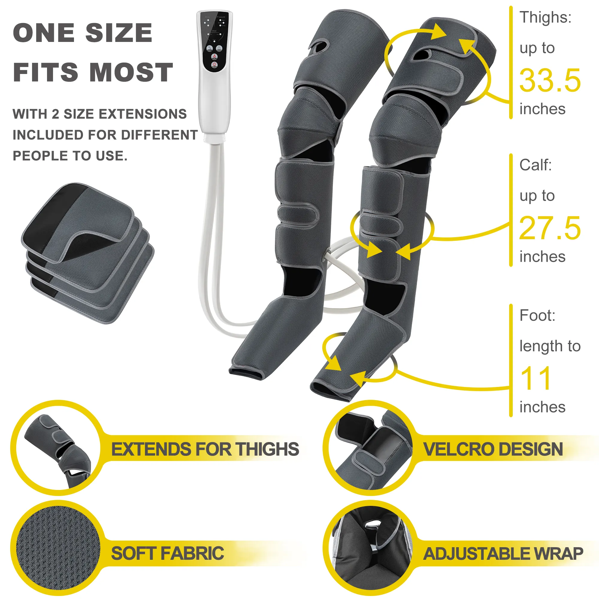 LY-670D masajeador eléctrico de piernas, compresión de aire, 3 intensidades, 3 modos, envolturas para circulación con calor