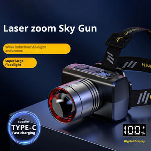 Lampe frontale LED à zoom télescopique haute luminosité, interrupteur à bouton-poussoir, indice de protection IP65, faisceau réglable, batterie rechargeable - Professionnel pour l'extérieur - Product Image 3