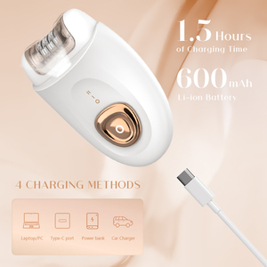 Épilateur rechargeable 2 en 1 Type-C en acier inoxydable avec brosse nettoyante pour le visage pour femmes - Product Image 2