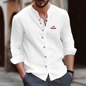 <span class=keywords><strong>Camicia</strong></span> da <span class=keywords><strong>uomo</strong></span> casual in cotone e <span class=keywords><strong>lino</strong></span>, stile cinese, minimalista europeo e americano, retrò, a maniche lunghe, vestibilità ampia - Product Image 3