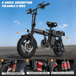 Vélo électrique pliable pour adultes de 14 <span class=keywords><strong>pouces</strong></span>, 750W de puissance maximale, 48V 12Ah, autonomie de 25-30 miles, vitesse maximale de <span class=keywords><strong>24</strong></span> MPH, siège passager, porte-bagages pliable - Product Image 4