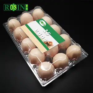 Plateaux à œufs jetables en PVC, lot de 100 pièces, prix d'usine, 15 trous, emballage en plastique transparent