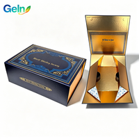 Boîte en papier rigide pliable de luxe avec logo personnalisé, intérieur doré, fermeture magnétique, portable, écologique, pour whisky, cosmétiques, cadeaux