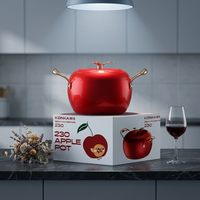 Marmite en fonte Konka avec couvercle double, intérieur antiadhésif, design moderne et minimaliste, grande capacité, compatible tous feux