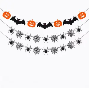 Nhện đen Mạng Nhện dơi jack-o-lantern biểu ngữ cờ Vòng hoa cho hạnh phúc Halloween vườn nhà phòng Lò Sưởi nhà để xe bên trang trí