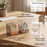 Boîte en plastique PVC transparente, pliable, pour emballage d'autocollants, étui recyclable, conteneur cadeau artisanal, présentoir de cartes transparent, taille personnalisée