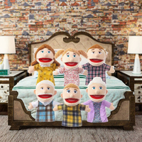 Marionnette à main pour la famille 2024, personnage d'ours en peluche, animal en peluche pour enfants, peut ouvrir la bouche, avec rembourrage en coton PP