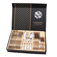 Ensemble de couverts de haute qualité en acier inoxydable, cuillère, fourchette, couteau, 24 pièces, avec boîte cadeau de luxe pour restaurant