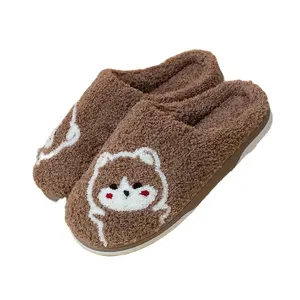 Wholesale Indoor comfortable Plush Wool Slippers Girls Warm Bedroom Shoe Fur Home hotel men and women Winter House Shoes