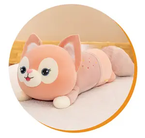 Kawaii 핑크 여우 베개 부드러운 푹신한 여우 봉제 장난감 귀여운 만화 동물 여우 인형 장식 긴 베개 여자 아이들을위한 선물