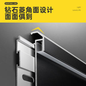 Plinthe en alliage d'aluminium éclairée avec bande LED, panneau flexible en acier inoxydable blanc avec lumière encastrée - Product Image 5