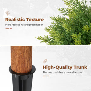 Arbre artificiel en cyprès de 2,3 pieds avec tronc naturel, résistant aux UV, respectueux de l'environnement, idéal pour les mariages, Noël, les patios et les entrées - Product Image 4