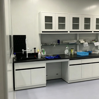 Table d'expérimentation murale avec armoire latérale suspendue et rangement intégré pour laboratoire
