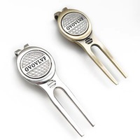 Outil de réparation de divots de golf en alliage de zinc de haute qualité en gros, fourche de golf, accessoires de golf, marqueur de balle de golf en métal personnalisé