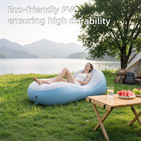 Pursuefree Canapé gonflable floqué en forme de vague, chaise longue en S, pour extérieur et camping, en PVC, portable, facile à ranger, canapé de relaxation