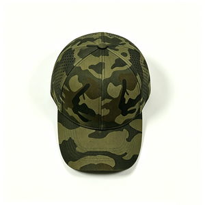 Woodland <b>Camo</b> Laser Perforated Mesh Canvas Baseball <b>Cap</b> Quick Dry Lightweight 6 Panel Curved Brim Custom Logo Embroidery Outdoor - Product Image 2