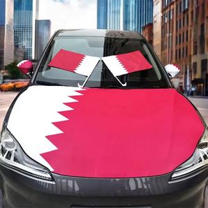 ผ้าคลุมฝากระโปรงรถยนต์ลายธงชาติประเทศต่างๆ ของกาตาร์ ผลิตจากโพลีเอสเตอร์ พร้อมผ้าคลุมกระจกมองข้าง - Product Image 5