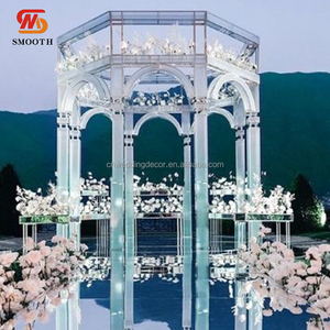 Mịn lớn 10ft <span class=keywords><strong>chuppah</strong></span> Wedding Sliver khung với bộ phim đám cưới Backdrop tổ chức sự kiện đứng vòm với gương Sliver lối đi - Product Image 2