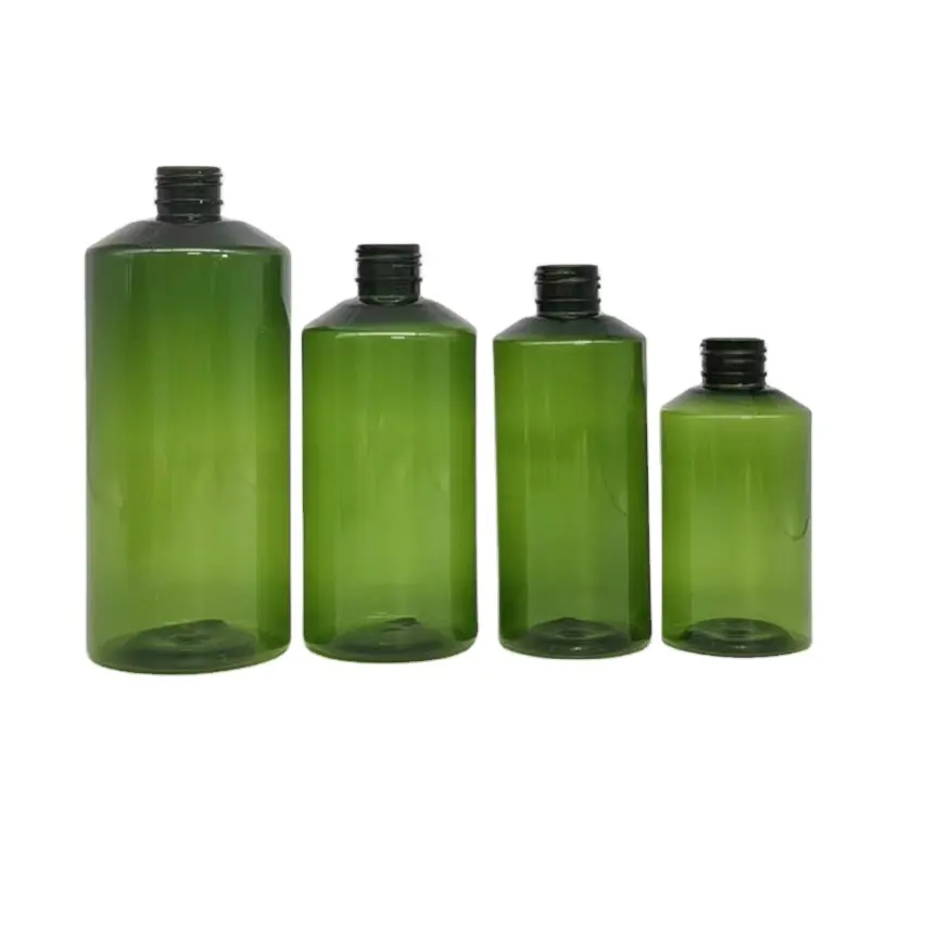 Bouteille de détergent à lessive verte, noire et brune, prix de gros, bouteille en plastique pet de 400ml, bouteille ronde boston