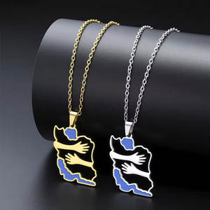 สร้อยคอแฟชั่นเคลือบ PVD สีเงินและสีทอง ป้องกันการหมอง สร้อยคอสแตนเลส 316L เครื่องประดับคุณภาพสูง สร้อยคอรูปแผนที่อิหร่านสำหรับผู้หญิง - Product Image 2