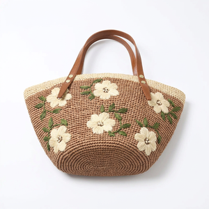 Bolso Bandolera de Rafia Floral, Bolso Tejido, Bolso de Hombro, Elegante y Casual para Viajes, Playa y Uso Diario - Product Image 3